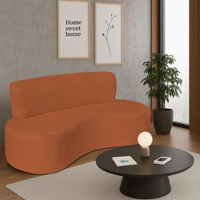 Sofá Curvo 3 Lugares Amsterdã 160cm Suede Cor Terracota