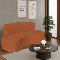 Sofá Curvo 3 Lugares Amsterdã 160cm Suede Cor Terracota - 1