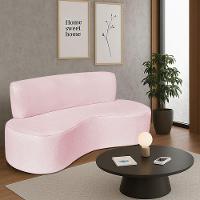 Sofá Curvo 2 Lugares Amsterdã 140cm Suede Cor Rosa Bebê - 1