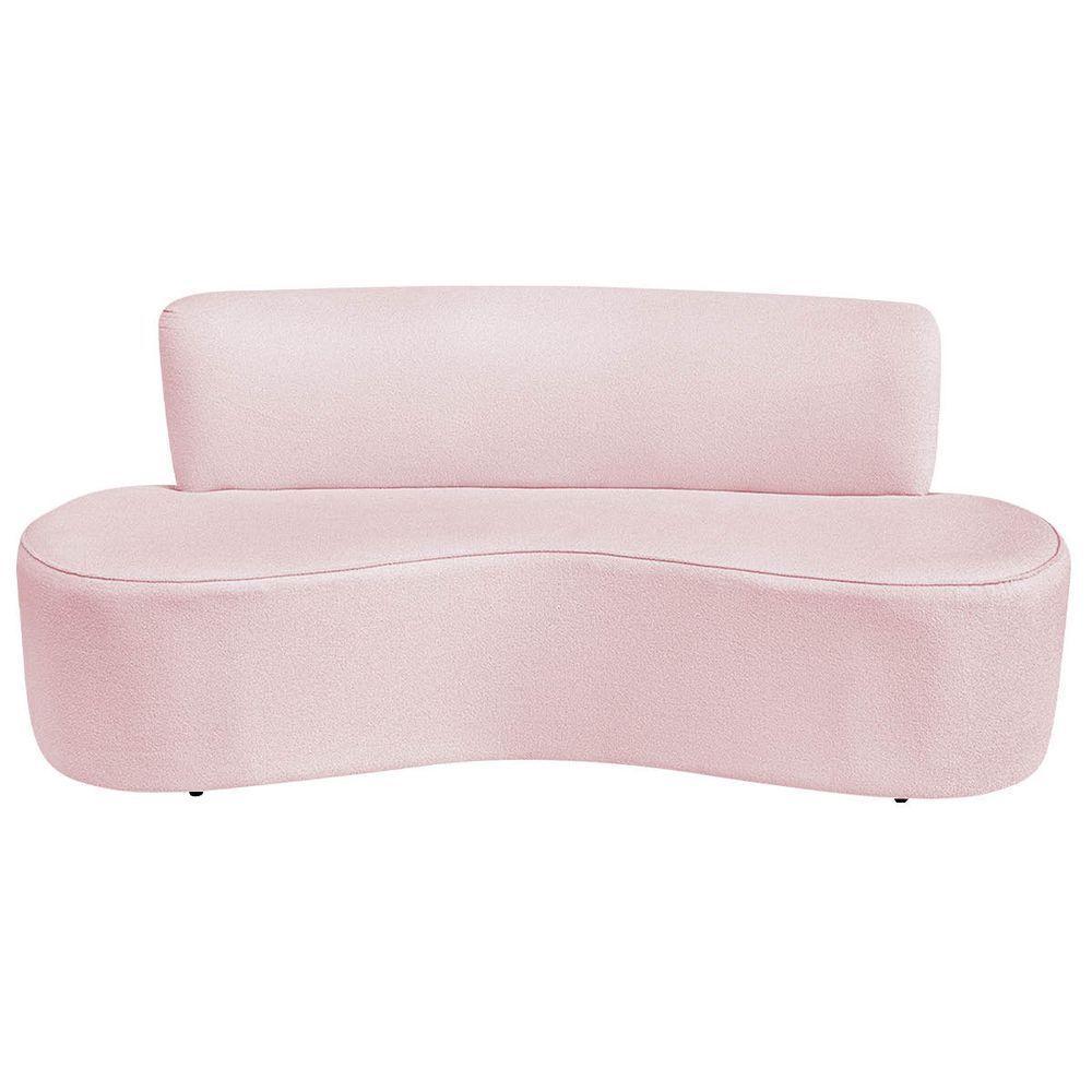 Sofá Curvo 2 Lugares Amsterdã 140cm Suede Cor Rosa Bebê - 4
