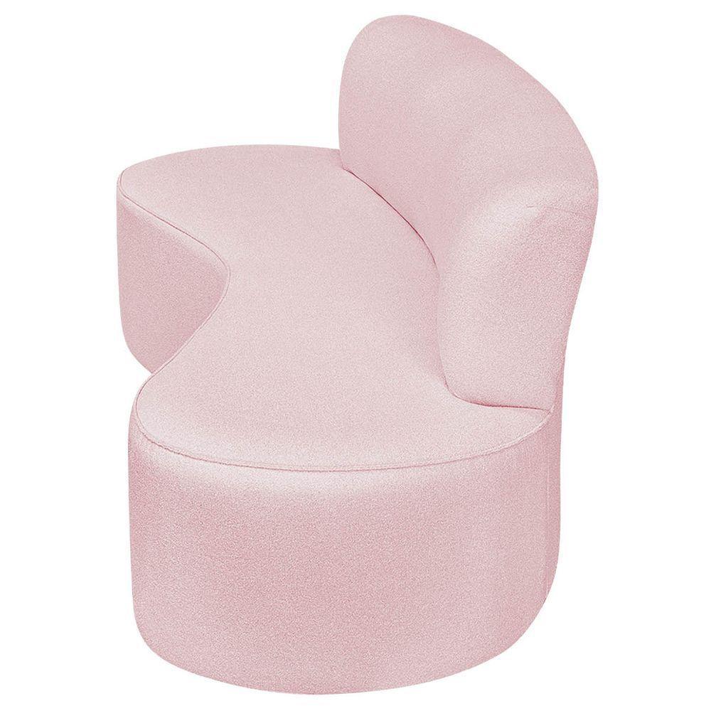 Sofá Curvo 2 Lugares Amsterdã 140cm Suede Cor Rosa Bebê - 5