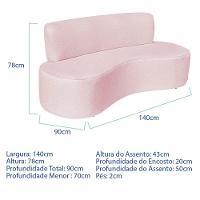 Sofá Curvo 2 Lugares Amsterdã 140cm Suede Cor Rosa Bebê - 2
