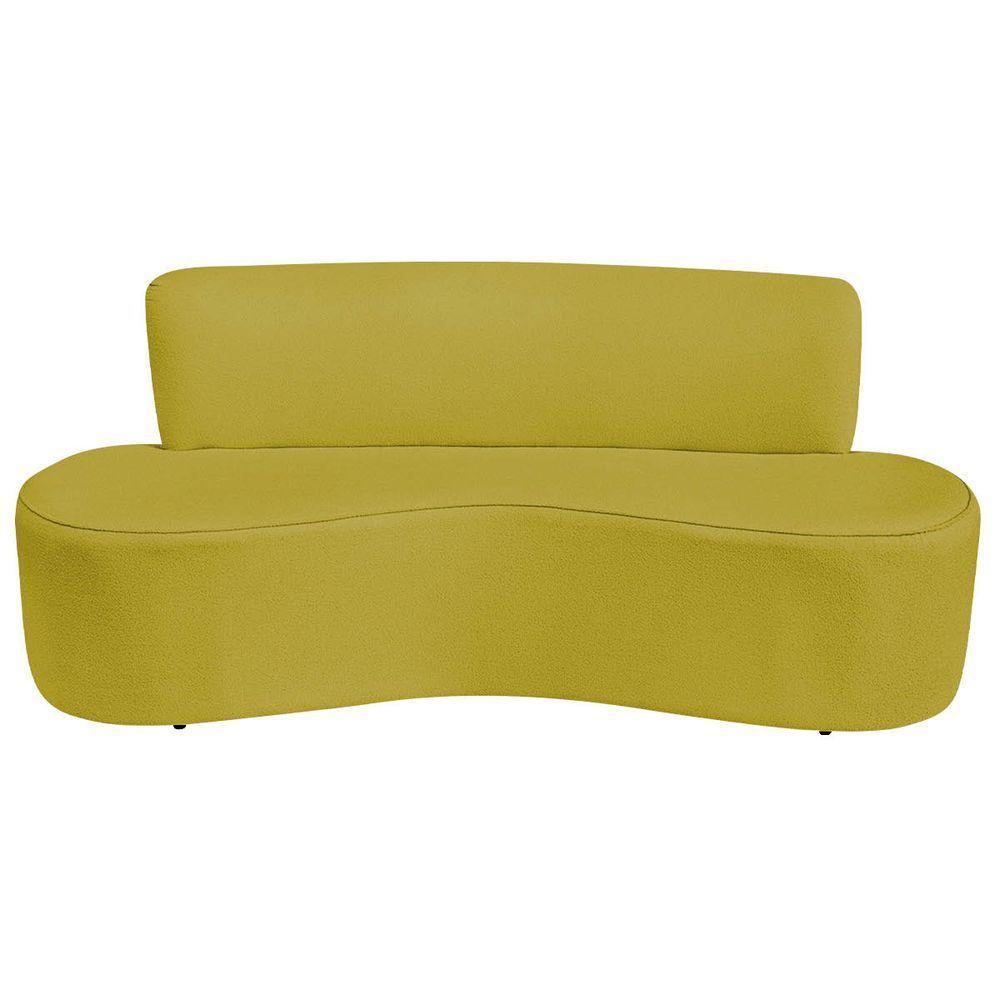 Sofá Curvo 3 Lugares Amsterdã 160cm Suede Cor Amarelo - 5