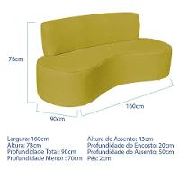 Sofá Curvo 3 Lugares Amsterdã 160cm Suede Cor Amarelo - 3