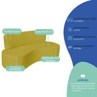 Sofá Curvo 3 Lugares Amsterdã 160cm Suede Cor Amarelo