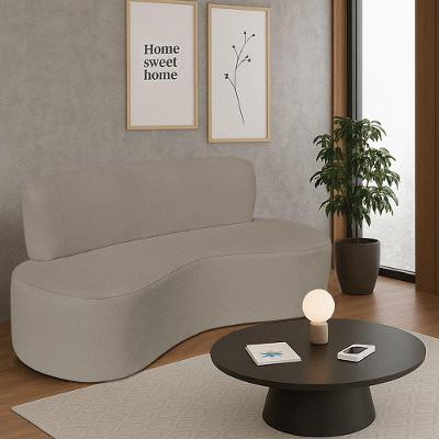 Sofá Curvo 2 Lugares Amsterdã 140cm Suede Cor Cappuccino