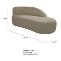 Divã Recamier Curvo Luna 140cm Lado Direito Suede - Amarena Móveis Cor Cappuccino - 2