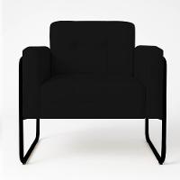 Poltrona Sala Industrial Alta Tubo Preto Kit 2 Elisa Sintético D03 - D'rossi Cor Preto - 5