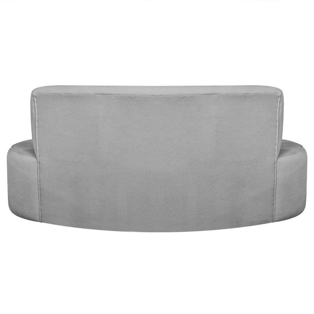 Kit Recamier Curvo Amsterdã 180cm E 2 Poltronas Amore Luxo Linho Cor Cinza Claro - 8