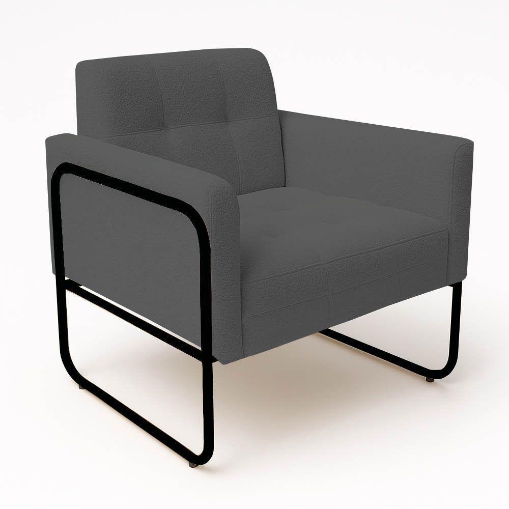 Poltrona Sala Industrial Alta Tubo Preto Kit 2 Elisa Bouclê D03 - D'rossi Cor Grafite - 6