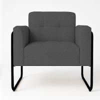 Poltrona Sala Industrial Alta Tubo Preto Kit 2 Elisa Bouclê D03 - D'rossi Cor Grafite - 5