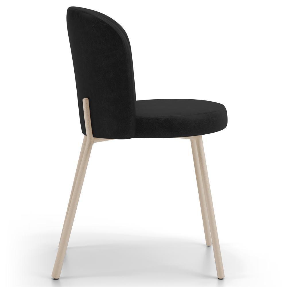 Kit 03 Cadeiras Para Sala De Jantar Cozinha Estofada Gavi Arena L02 Couríssimo Preto - Lyam Decor - 6