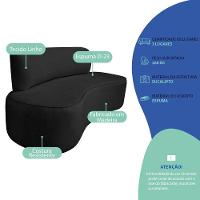 Kit Recamier Curvo Amsterdã 180cm E 2 Poltronas Amore Luxo Linho Cor Preto