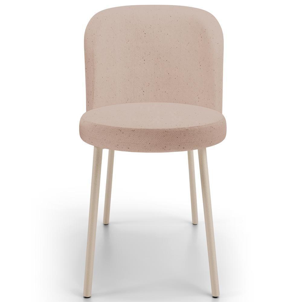 Kit 02 Cadeiras Para Sala De Jantar Cozinha Estofada Gavi Arena L02 Linho Rosê - Lyam Decor - 3