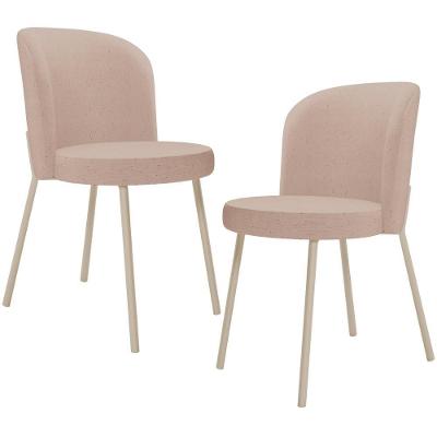 Kit 02 Cadeiras Para Sala De Jantar Cozinha Estofada Gavi Arena L02 Linho Rosê - Lyam Decor