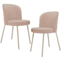 Kit 02 Cadeiras Para Sala De Jantar Cozinha Estofada Gavi Arena L02 Linho Rosê - Lyam Decor - 1