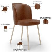 Kit 03 Cadeiras Para Sala De Jantar Cozinha Estofada Gavi Arena L02 Couríssimo Marrom - Lyam Decor