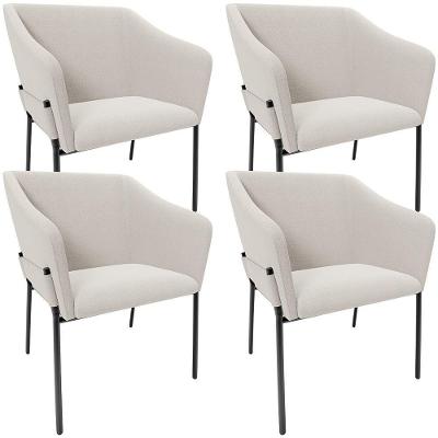 Kit 4 Cadeiras Para Sala De Jantar Estar Living Olívia L02 Bouclê Cru - Lyam Decor