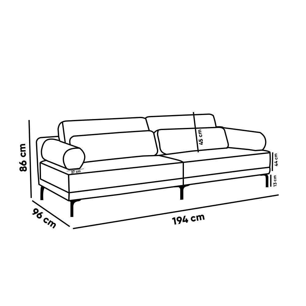 Sofá 2 Lugares Living 194cm Pé Ferro Romeu Bouclê K01 - D'rossi Cor Off White - 4
