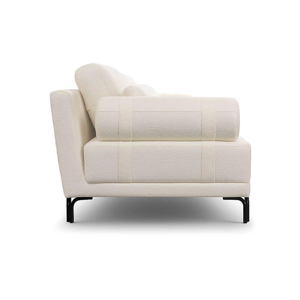 Sofá 2 Lugares Living 194cm Pé Ferro Romeu Bouclê K01 - D'rossi Cor Off White - 5