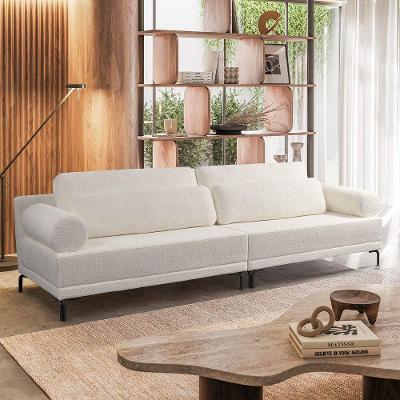 Sofá 2 Lugares Living 194cm Pé Ferro Romeu Bouclê K01 - D'rossi Cor Off White