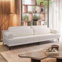 Sofá 2 Lugares Living 194cm Pé Ferro Romeu Bouclê K01 - D'rossi Cor Off White - 1