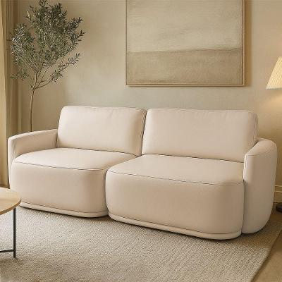 Sofá 2 Lugares Orgânico 194cm Modulado Para Sala Brumma Bouclê K01 - D'rossi Cor Bege