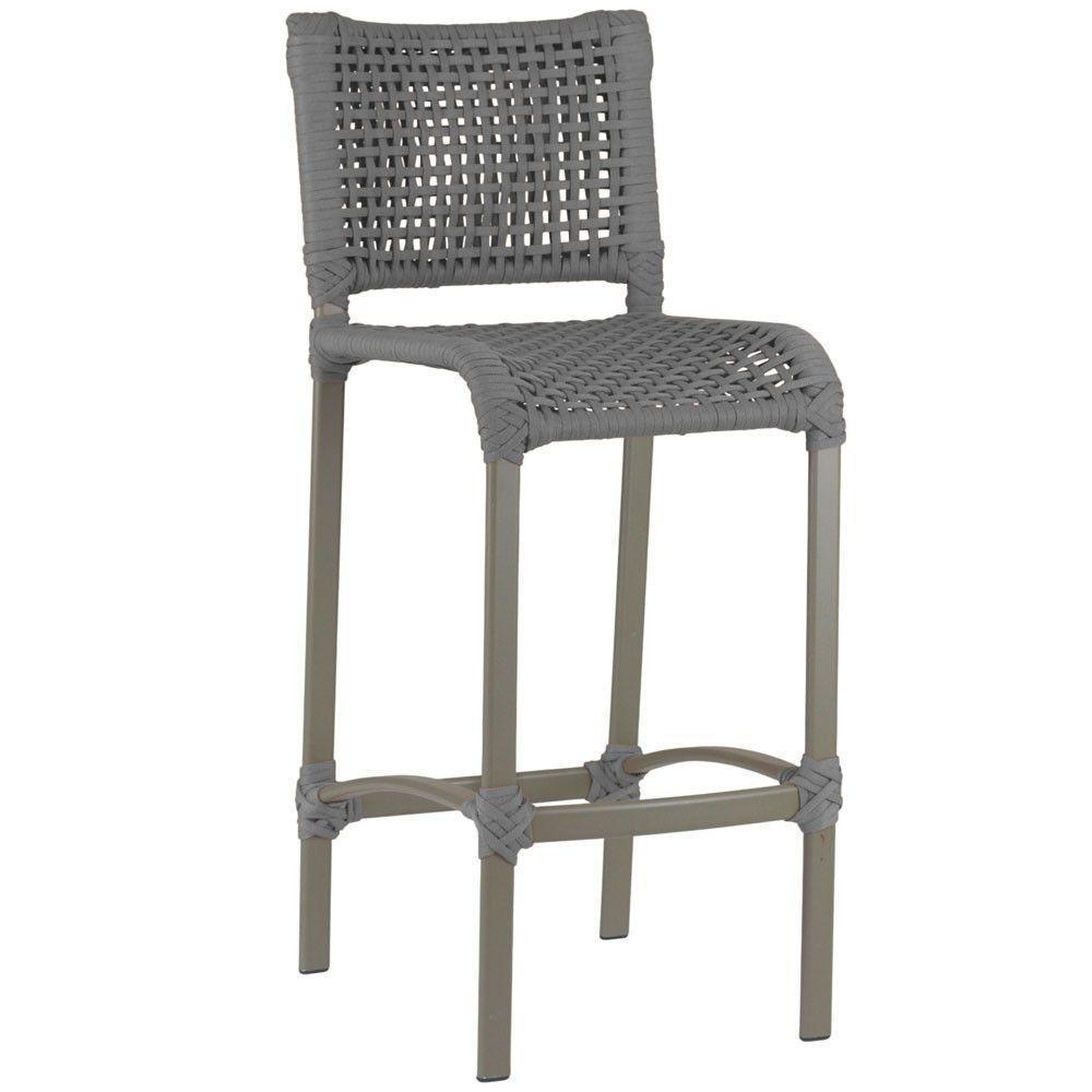 6 Banquetas Haiti Corda Náutica Alumínio Trama Original Cinza - 2