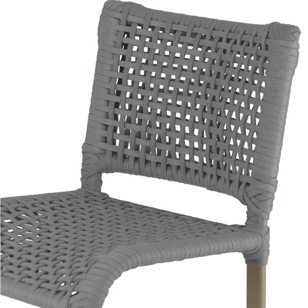 6 Banquetas Haiti Corda Náutica Alumínio Trama Original Cinza - 5