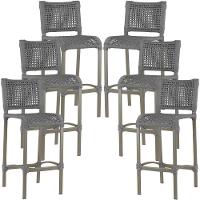 6 Banquetas Haiti Corda Náutica Alumínio Trama Original Cinza - 1