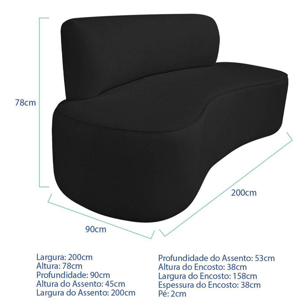 Kit Recamier Curvo Amsterdã 200cm E 2 Poltronas Amore Luxo Bouclé Cor Preto - 3