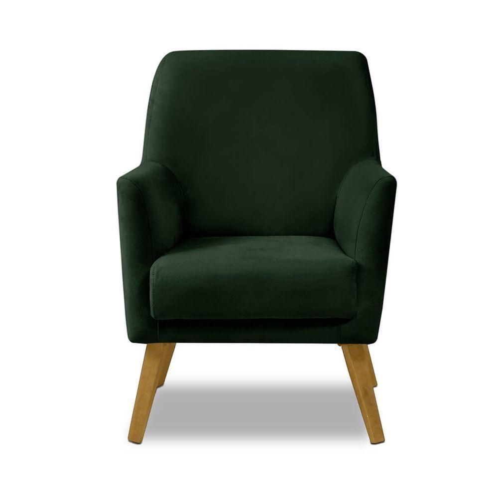 Poltrona Decorativa Retrô Recepção Magali Lisa Veludo Verde Folha Lansofbr - 2