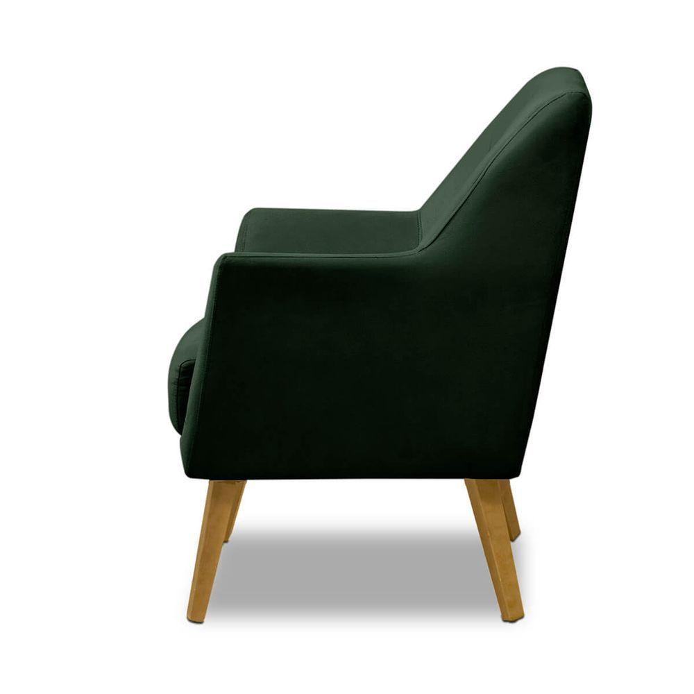Poltrona Decorativa Retrô Recepção Magali Lisa Veludo Verde Folha Lansofbr - 3