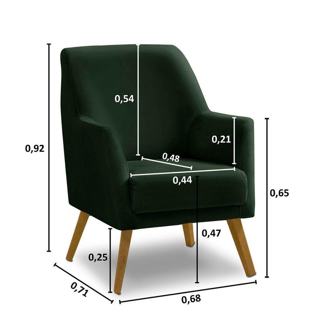Poltrona Decorativa Retrô Recepção Magali Lisa Veludo Verde Folha Lansofbr - 5