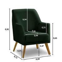 Poltrona Decorativa Retrô Recepção Magali Lisa Veludo Verde Folha Lansofbr - 5