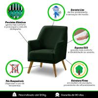 Poltrona Decorativa Retrô Recepção Magali Lisa Veludo Verde Folha Lansofbr - 6