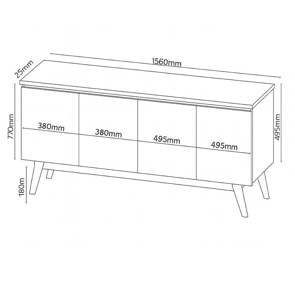 Buffet Aparador Sala De Jantar Estar 4 Portas Flip Mel - 6