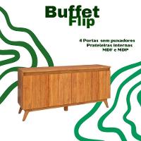 Buffet Aparador Sala De Jantar Estar 4 Portas Flip Mel - 3