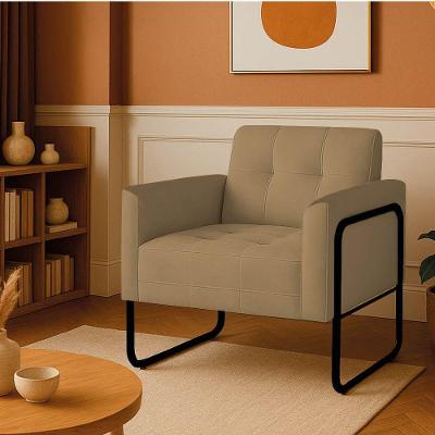 Poltrona Sala Industrial Alta Tubo Preto Elisa Suede Marrom Rato D03 - D'rossi