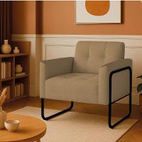 Poltrona Sala Industrial Alta Tubo Preto Elisa Suede Marrom Rato D03 - D'rossi - 1