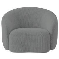 Kit Recamier Curvo Amsterdã 180cm E Poltrona Amore Luxo Bouclé Cor Cinza - 10