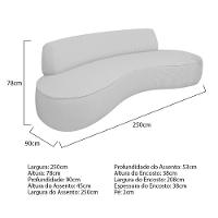 Sofá Curvo Sala De Estar Recepção Consultório Amsterdã 250cm Linho Cor Cinza Claro - 3