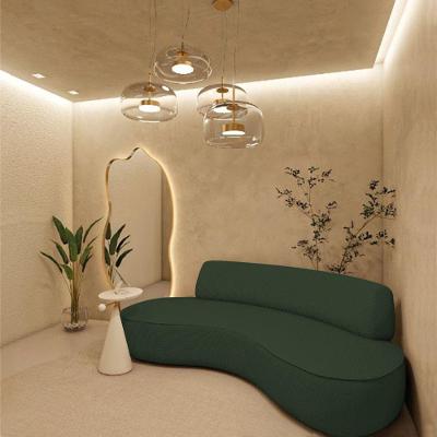 Sofá Curvo Sala De Estar Recepção Consultório Amsterdã 250cm Linho Cor Verde