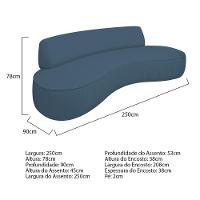 Sofá Curvo Sala De Estar Recepção Consultório Amsterdã 250cm Linho Cor Azul Royal - 3