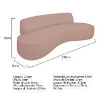 Sofá Curvo Sala De Estar Recepção Consultório Amsterdã 220cm Linho Cor - 3