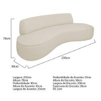Sofá Curvo Sala De Estar Recepção Consultório Amsterdã 250cm Linho Bouclé Cor Bege - 3
