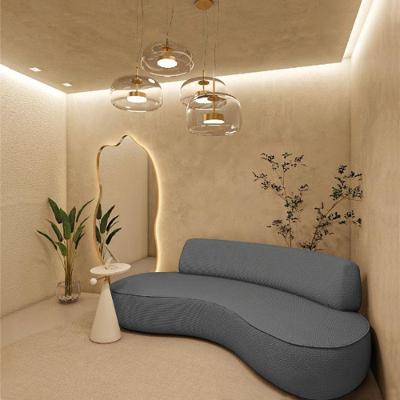 Sofá Curvo Sala De Estar Recepção Consultório Amsterdã 220cm Linho Cor Cinza Escuro