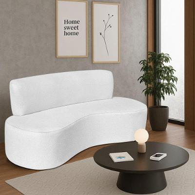 Sofá Curvo 3 Lugares Sala De Estar Recepção Escritório Amsterdã 200cm Corano - Amarena Móveis Cor Branco