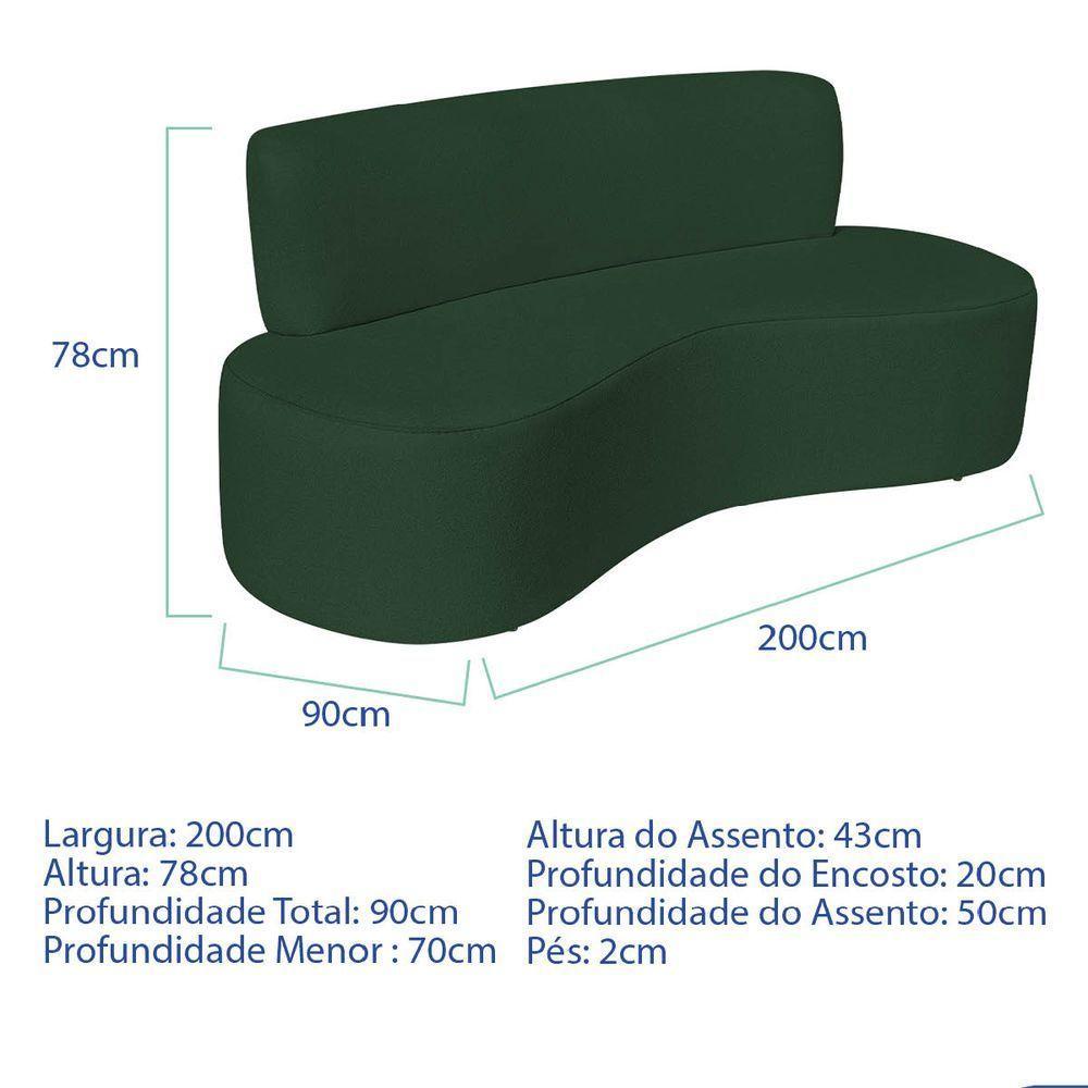 Sofá Curvo 4 Lugares Amsterdã 200cm Suede Cor Verde - 3