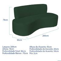 Sofá Curvo 4 Lugares Amsterdã 200cm Suede Cor Verde - 3